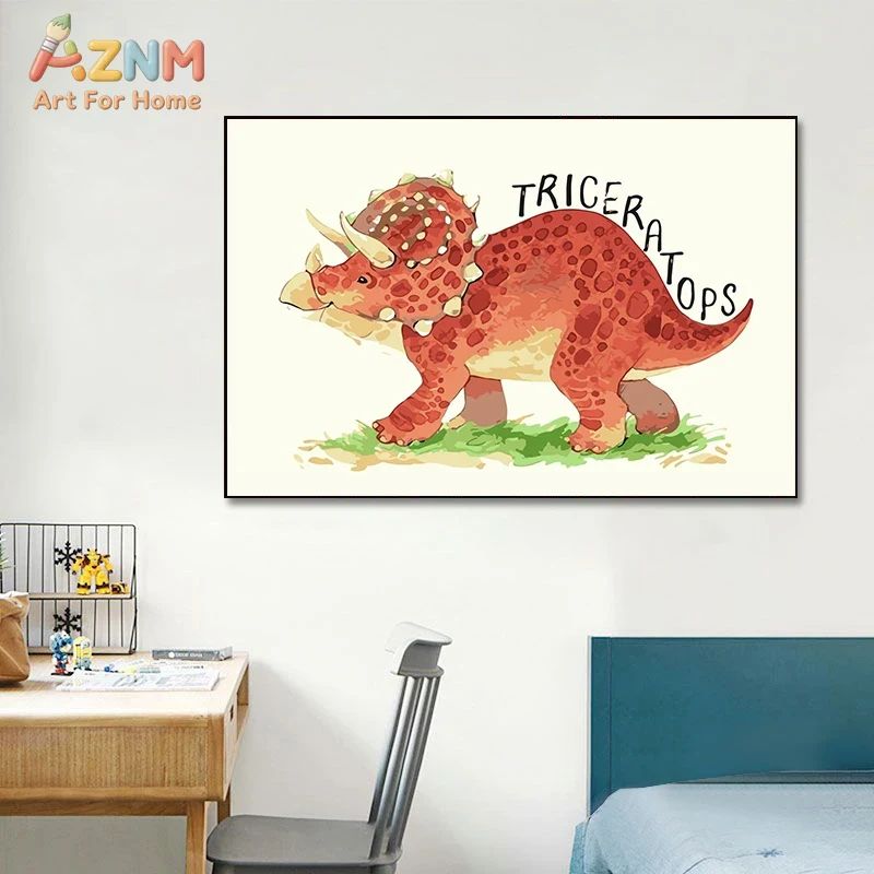 AZNM 수채화 공룡 캔버스 벽 장식, 어린이 방용 선 - Kids Education Name 리뷰 및 가격
